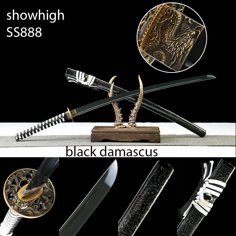 black damascus katana sword SS888