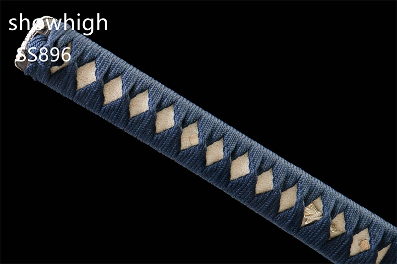 handmade T10 full blade clay tempered real hamon katana sword with gold and silver plated brass tsuba SS896