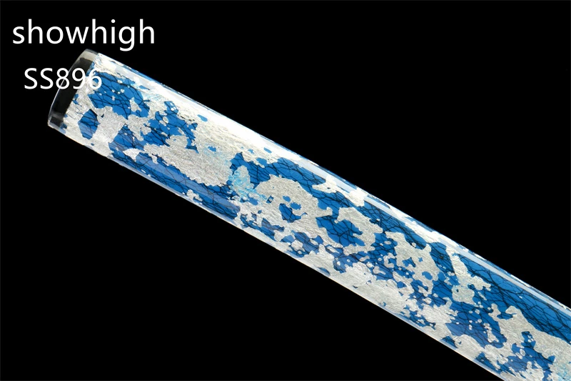 handmade T10 full blade clay tempered real hamon katana sword with gold and silver plated brass tsuba SS896