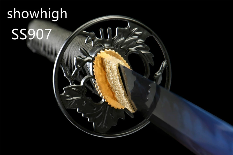 handmade T10 real hamon blue katana sword SS907