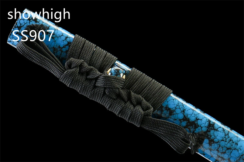 handmade T10 real hamon blue katana sword SS907