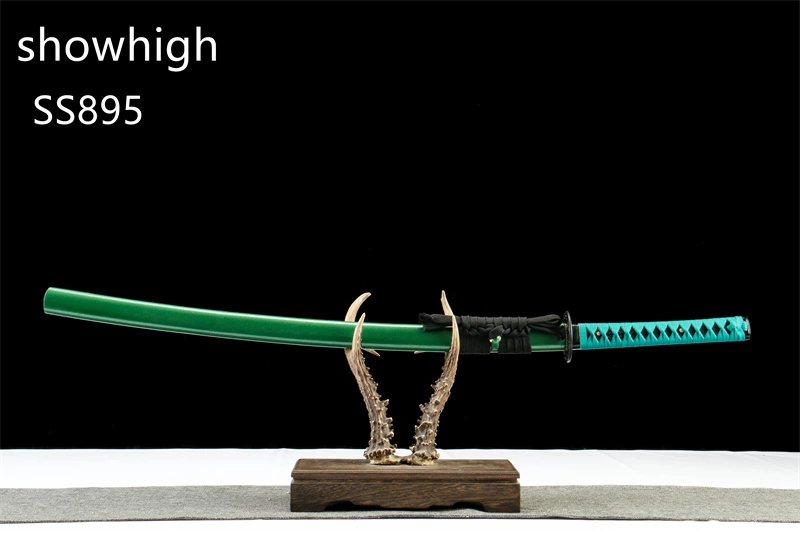 handmade green katana sword ss895