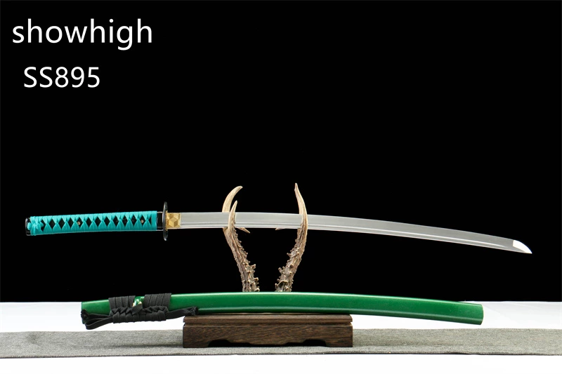 handmade green katana sword ss895