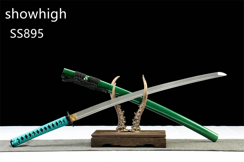 handmade green katana sword ss895