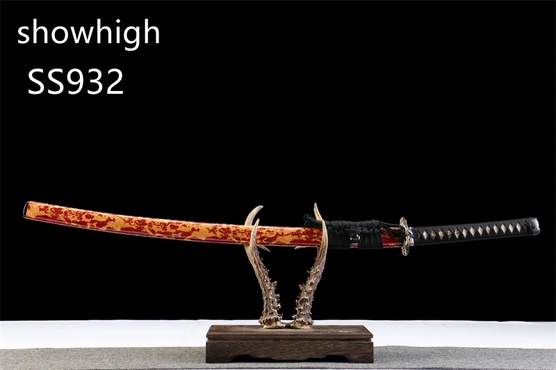handmade high quality  sanmai katana  sword with gold foil on wood saya  SS932