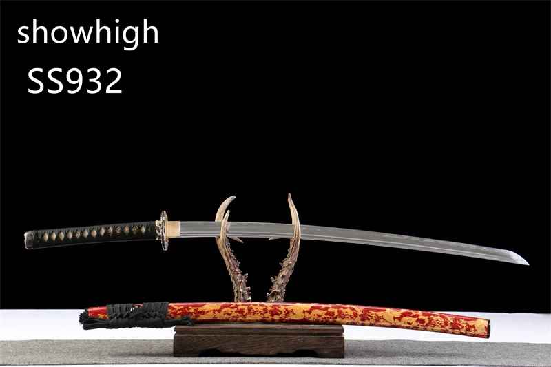 handmade high quality  sanmai katana  sword with gold foil on wood saya  SS932