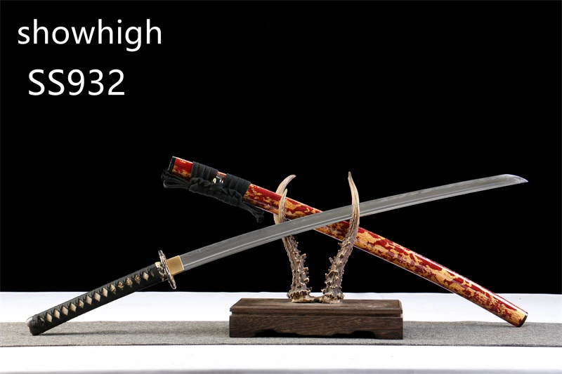 handmade high quality  sanmai katana  sword with gold foil on wood saya  SS932
