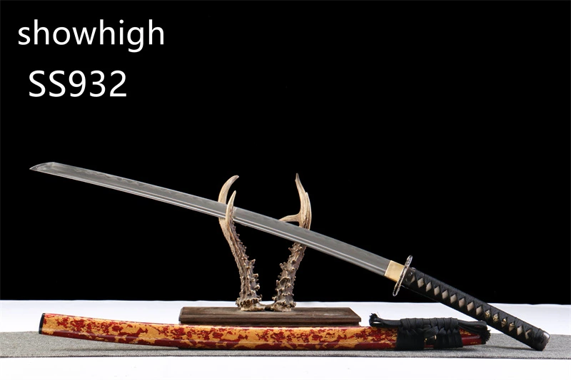 handmade high quality  sanmai katana  sword with gold foil on wood saya  SS932