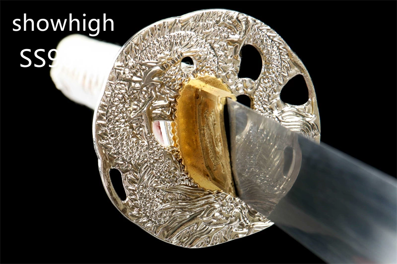 handmade 1065steel katana sword with touchable red lines on white saya SS905