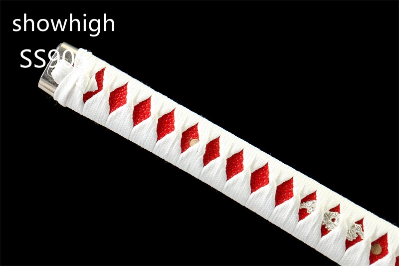 handmade 1065steel katana sword with touchable red lines on white saya SS905