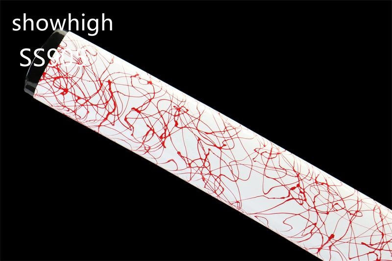handmade 1065steel katana sword with touchable red lines on white saya SS905