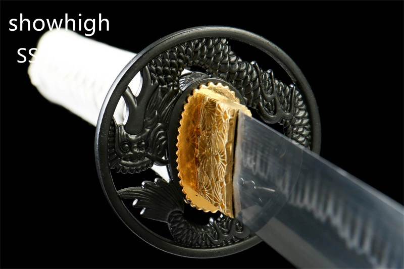 handmade  black dragon T8  clay tempered real hamon SS890