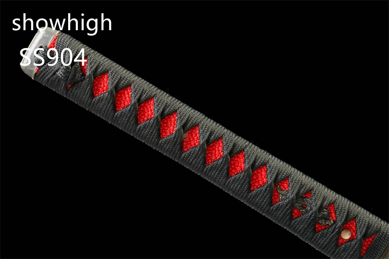 handmade 1065steel katana sword with red leather wrapped wood saya SS904