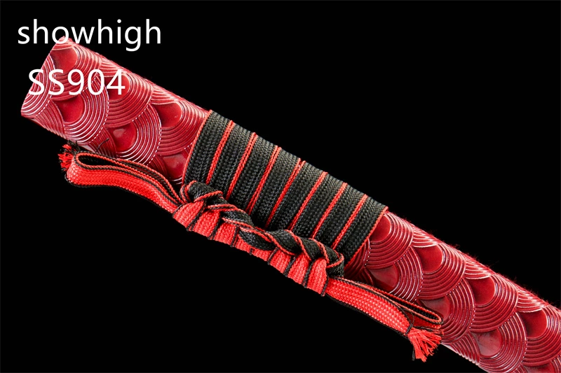 handmade 1065steel katana sword with red leather wrapped wood saya SS904