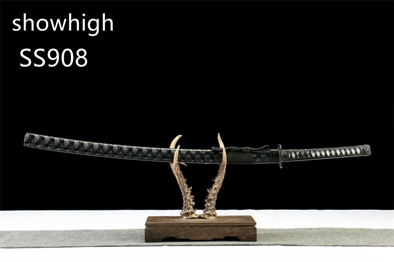 handmade black 1065steel katana sword ss908