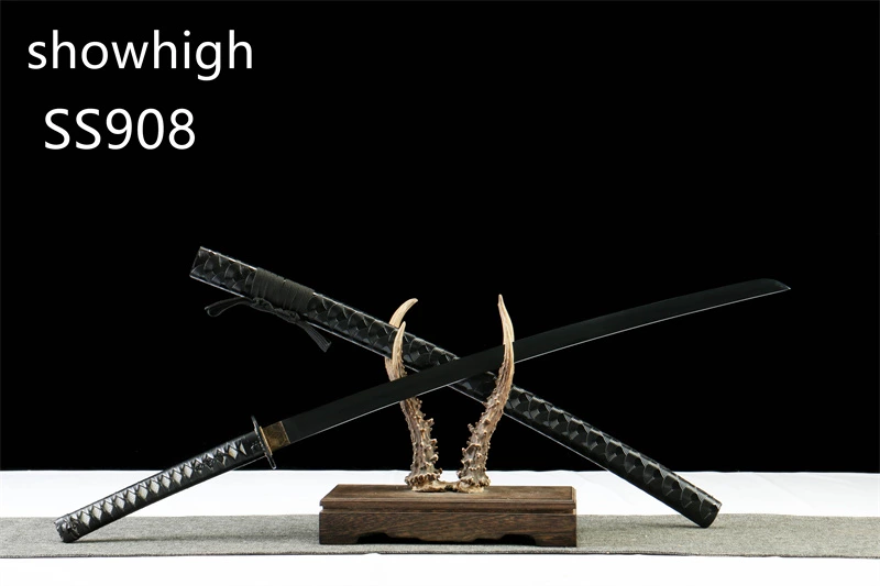 handmade black 1065steel katana sword ss908