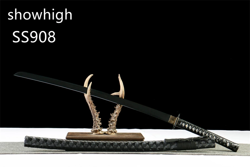 handmade black 1065steel katana sword ss908