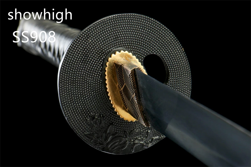 handmade black 1065steel katana sword ss908