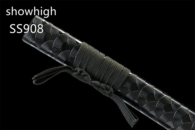 handmade black 1065steel katana sword ss908