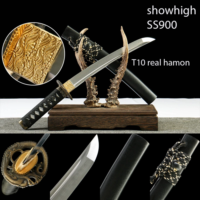 handmade T10 real hamon tanto sword SS900