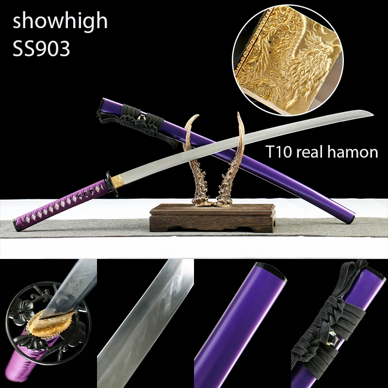 handmade purple T10 real hamon katana sword SS903