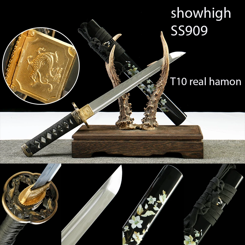handmade T10 real hamon tanto sword SS909