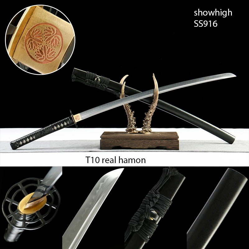 handmade T10 real hamon real rayskin katana sword SS916