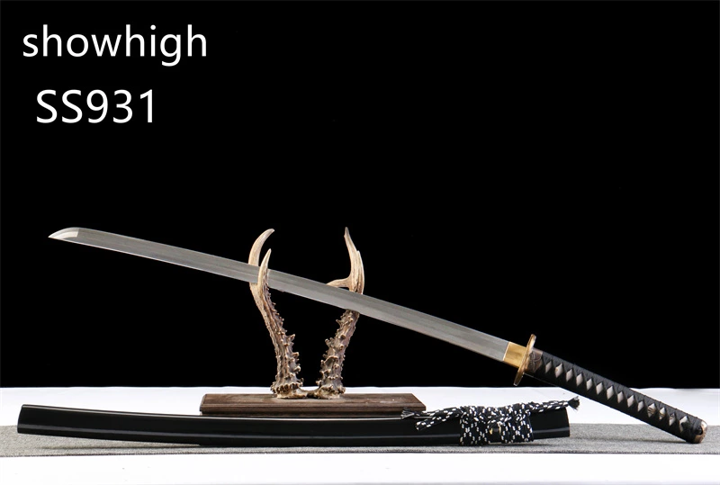 handmade damascus real hamon 3 brightness steel katana sword SS931